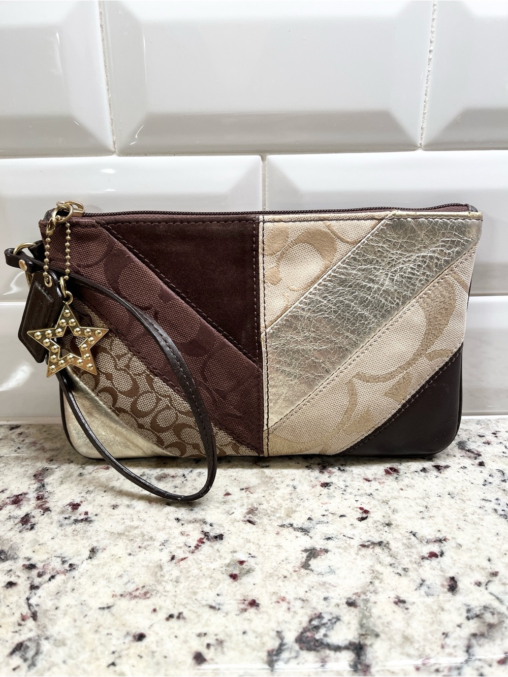 Coach Y2K Signature Patchwork Large Wristlet EUC